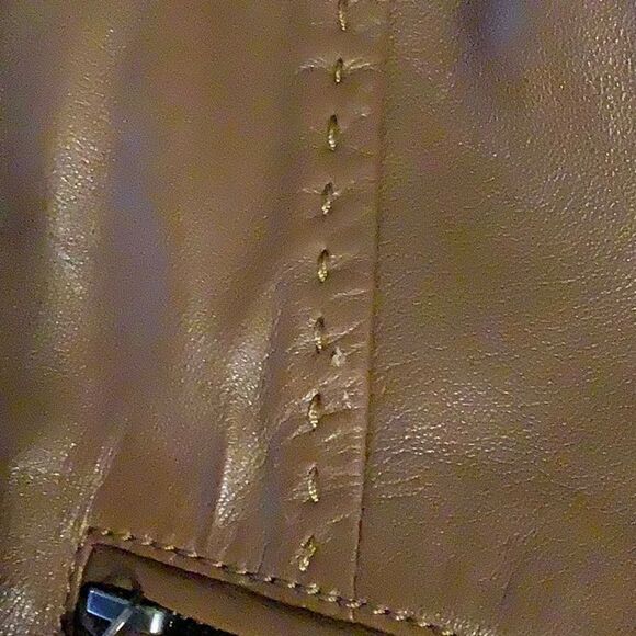 Hide Society Brown Leather Zip Up Jacket Size 18‎ - Picture 16 of 16